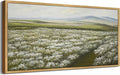 SHENIFY Vintage Landscape Framed Wall Art Meadow with Flowers Scenery Farmhouse Decor Rustic Retro Grassland Wildflower Field Painting for Kitchen Bedroom Bathroom - 8x16in Natural Framed