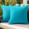 MIULEE Pack of 2 Decorative Outdoor Waterproof Pillow Covers Square Garden Cushion Sham Throw Pillowcase Shell for Patio Tent Couch 20x20 Inch Turquoise