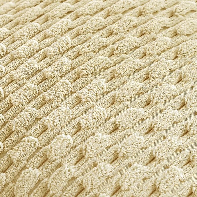 Set of 4 Pale Yellow Decorative Throw Pillow Covers 22x22 Inch Corduroy Pillow Covers for Bed Couch Sofa Living Room Soft Square Cushion Cases