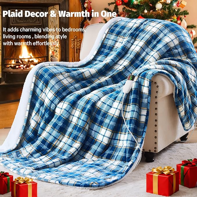 OCTROT Heated Weighted Blanket for Adults Throw/Twin Size 13Lbs, 50"x60", 2-in-1 Electric Heating Pad Lap Heavy Blanket for 120-140lbs, 10 Heat Level 1-8H Auto-Off, for Mom Women Men