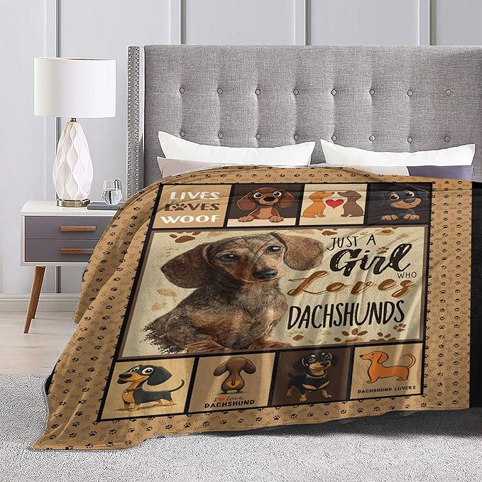 Dachshund Throw Blanket Soft Warm Cozy Dogs Dachshunds Blankets Fuzzy Plush Fleece Dachshund Blanket Gifts for Couch Bed Sofa Home Decor 40''X50''