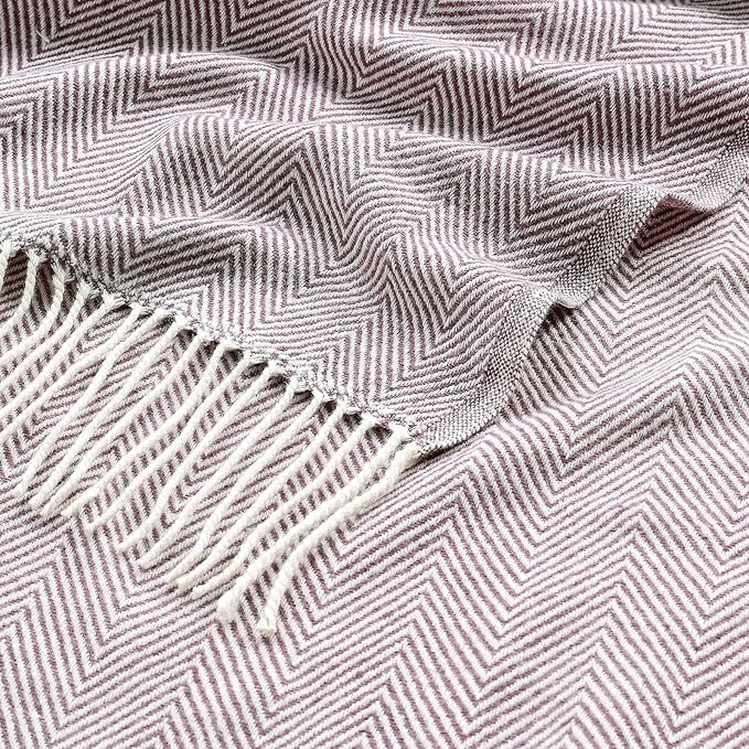 BOURINA Herringbone Throw Blanket,Soft Lightweight Cozy Throw for Bed Couch Decorative Blanket, Purple 50" x 60"