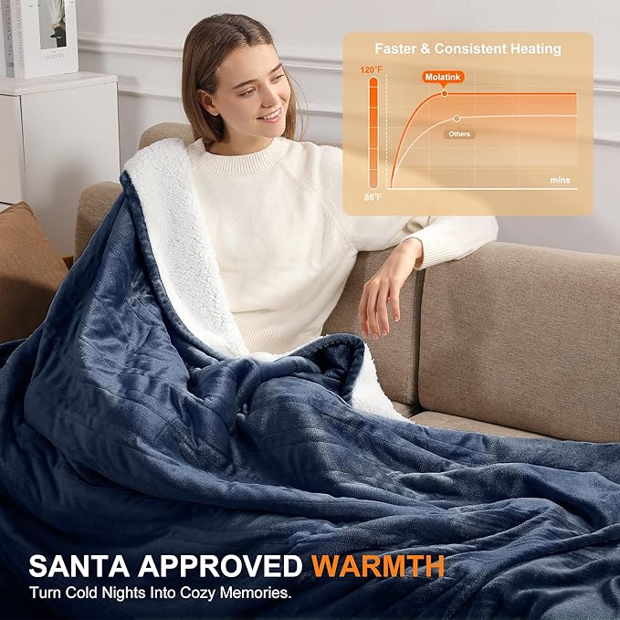 Electric Blanket Queen Size Heated Blanket 90''X84'' - Fleece Heating Blankets Washable with 5 Heating Level & 10 Hour Auto Off Dual Zone Control Heated Blankets for Winter, Great Gift Ideas
