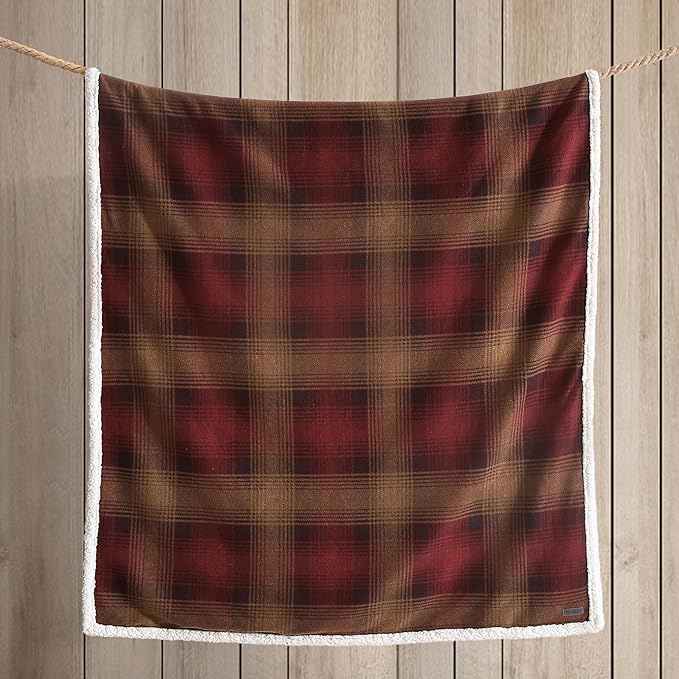 Eddie Bauer - Blanket, Super Soft Reversible Sherpa & Brushed Fleece Bedding, Ideal Throw Blankets for Couch, Plaid Home Design (Nordic Raisin)