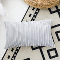 UGASA 14x20 Inch Christmas Pillow Cover Pack of 1 Soft Boho Stripe Corduroy Long Rectangle Lumbar Cushion Case Farmhouse Decorative Pilowcase for Bed, Couch, Sofa, Bedroom, Living Room, Light Grey