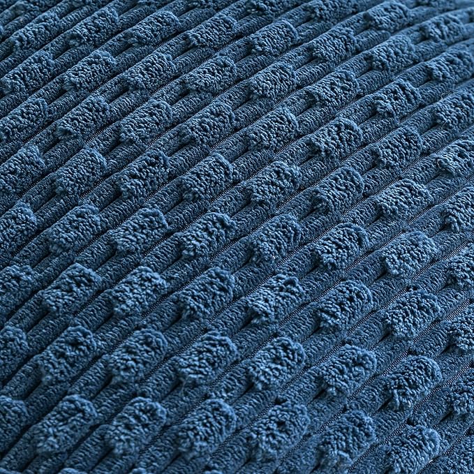 Set of 4 Blue Decorative Throw Pillow Covers 22x22 Inch Corduroy Pillow Covers for Bed Couch Sofa Living Room Soft Square Cushion Cases