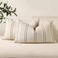 Hckot Hand Made Throw Pillow Covers 12x20 Set of 2 Striped Pillow Covers Textured Linen Decorative Pillows Lumbar Cushion Covers for Sofa Couch Bed Living Room Farmhouse Decor, Grey