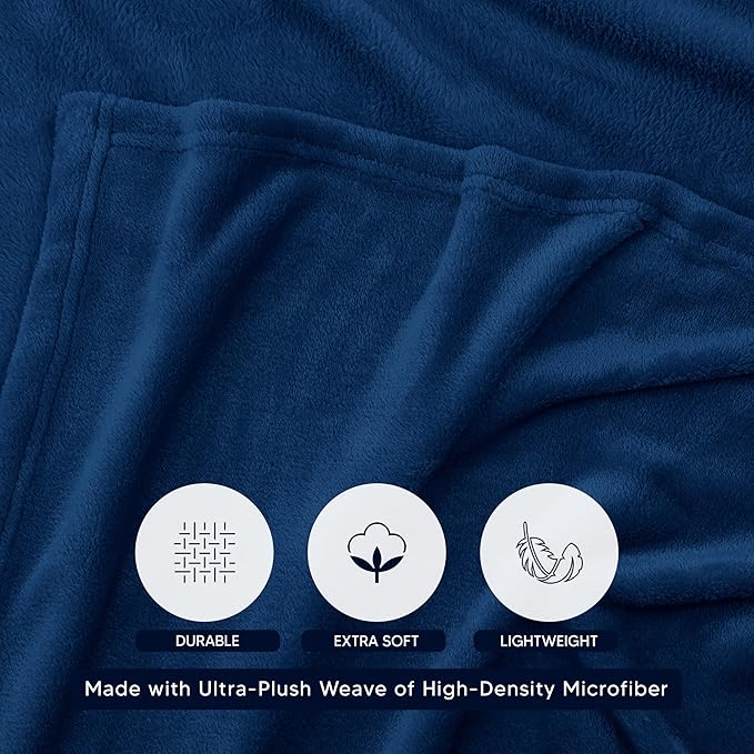 Utopia Bedding Navy Fleece Blanket Twin Size Lightweight Fuzzy Soft Anti-Static Microfiber Bed Blanket (60x80 Inch)