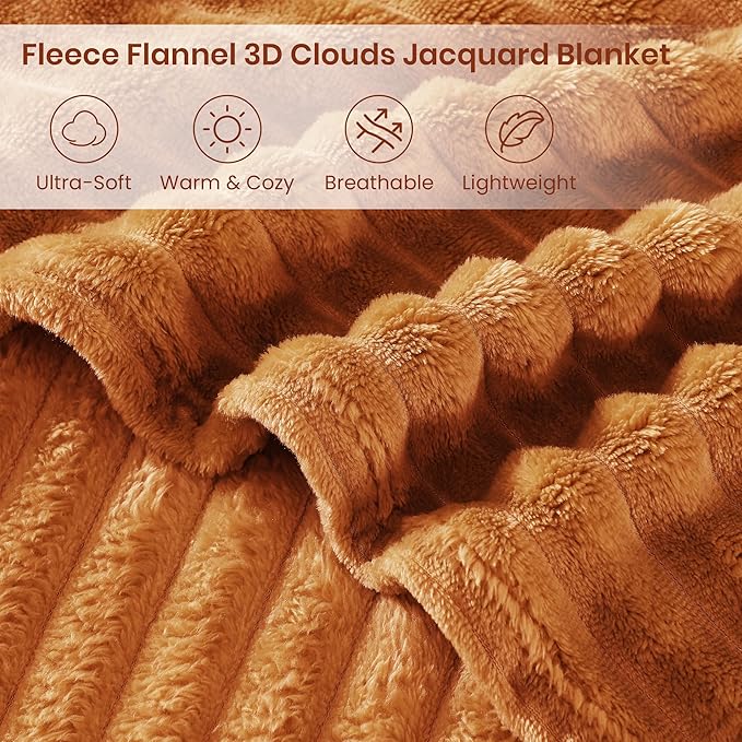Monbix Yellow-Brown Fleece Throw Blanket for Couch- Room Decor Soft Cozy Blankets for Women, Lightweight Fleece Flannel Bed Blanket Suitable for All Seasons(50"×60",Yellow-Brown)