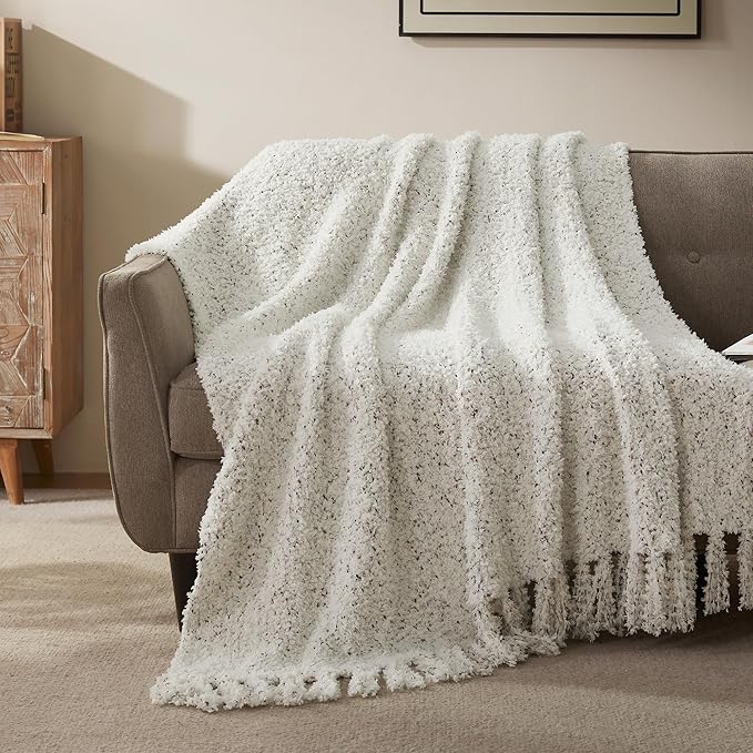 SLEEP ZONE Throw Blankets for Couch - Lightweight Knit Blanket, Throw Blankets for Bed All Season - Luxury Super Soft Cozy Bed Blanket (Ivory, 50x60in)
