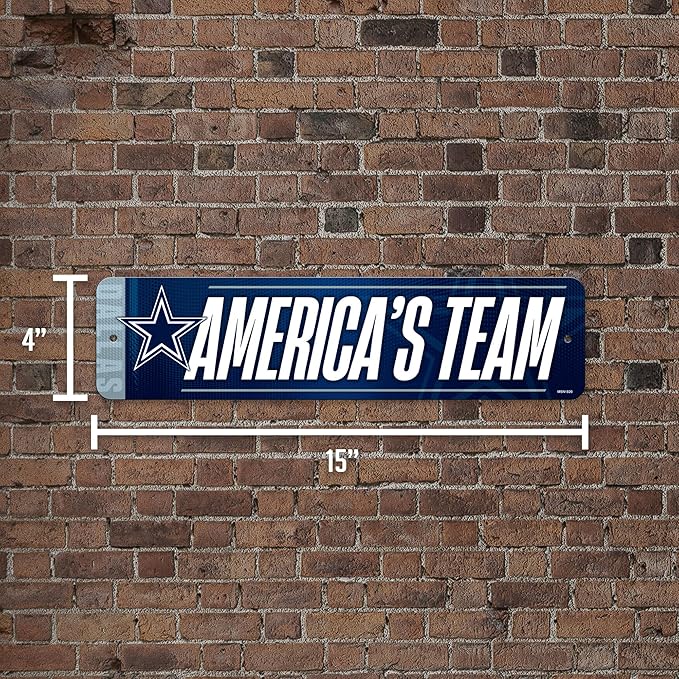 Rico Industries NFL Football Metal Street Sign 4" x 15" Home Décor - Bedroom - Office