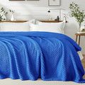 Exclusivo Mezcla Queen Size Fleece Blanket for Bed, Extra Soft Warm Decorative Fuzzy Blanket for Women, Lightweight Cozy Bedding Blankets, 90x90 Inches, Cobalt Blue