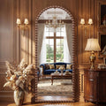 Antok 57" x 21" Arched Full Length Mirror, Antique Beaded Frame Floor Standing or Wall Mounted Mirror with Stand for Bedroom, Entryway, Brown, Luxury Style