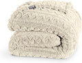Bare Home Faux Shearling Blanket - Blanket for Bed, Sofa, Couch, Camping, Travel, and Gifts - Warm & Lightweight Throw - Fluffy & Soft (Twin/Twin XL, Cable Oyster)