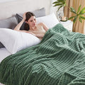 Soft Cozy Fuzzy Fleece Twin Blanket, Waffle Bronze Green, 60x80 Inches – Lightweight, Fluffy, and Warm 3D Jacquard All-Season Blanket for Couch, Bed, Sofa, Home Decor, Camping, and Travel