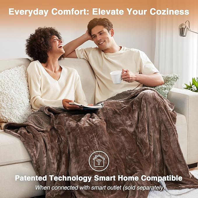 Beautyrest Heated Blanket, Electric Blanket, Soft, Warm, Reversible Plush - Sherpa Heating Blanket with 20 Heat Settings, 1-10 hrs Timer Auto Shut Off, Machine Washable, King (90 inx100 in), Chocolate