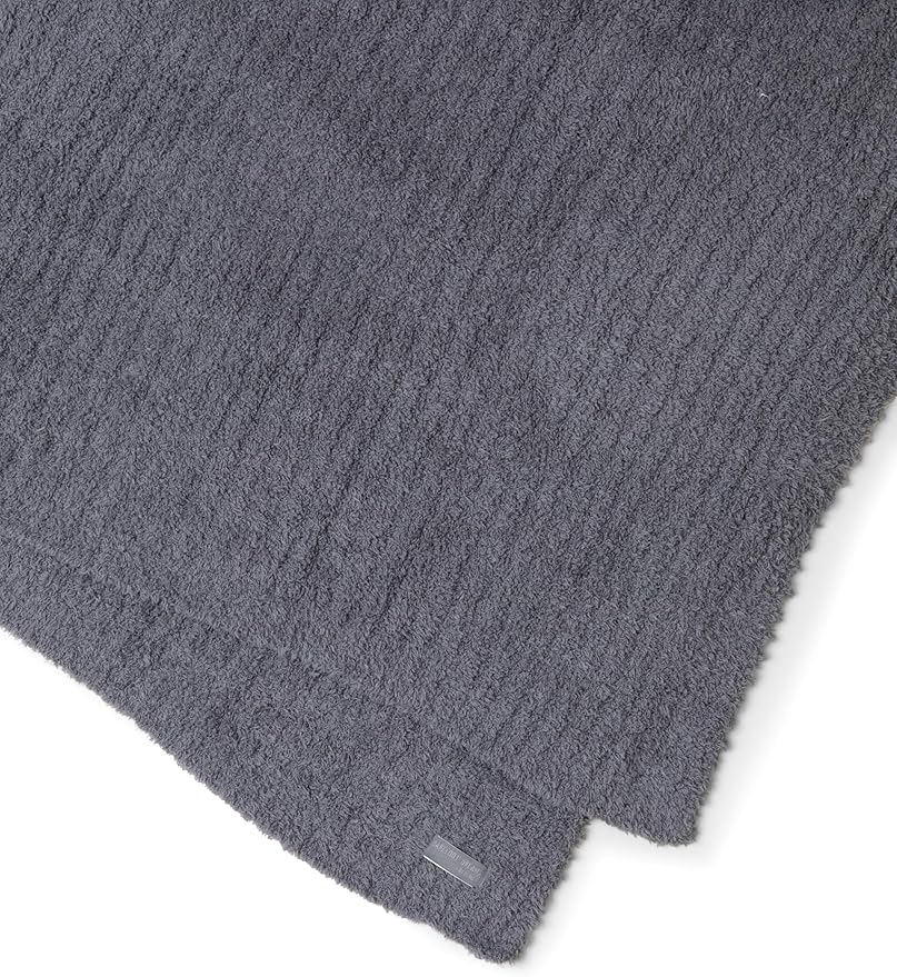 Barefoot Dreams® CozyChic® Ribbed Bed Blanket, Ultra Soft Plush Microfiber Blanket for Bed, Warm & Lightweight Cozy Bedding Layer, Textured Knit, Full/Queen Size, Graphite