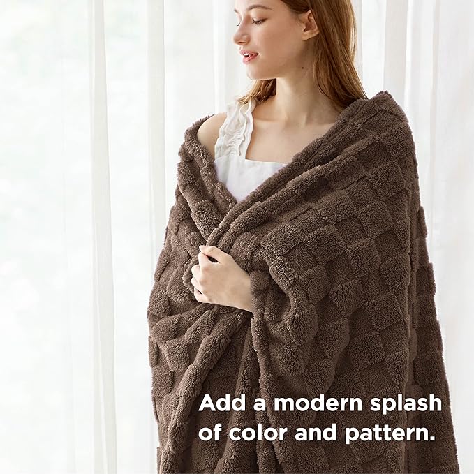 Bedsure GentleSoft Brown Throw Blanket for Couch - Super Soft Cozy Blankets Gifts for Women Men Girls, Cute Small Fleece Throws for Bedroom Home Decor, 50x70 Inches