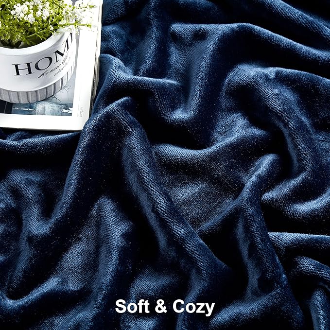 DREAMNINE Extra Large Soft Comfy Fluffy Fleece Bed Blanket King Size 90" x 108", Luxury Decorative Fuzzy Blanket for Women Girl, Big Cozy Shaggy Warm Flannel Blankets for Winter Autumn Pets, Navy Blue