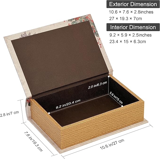 PACOLO Decorative Book Boxes, Faux Wood cover Storage for Hidden Jewelry, Money, and Cash (Merry Christmas)