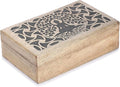 Ajuny Handmade Wooden Keepsake Box Buddha Tree Desgin Memory Box Vintage Decorative Jewelry Storage Treasure Chest Gift Idea for Men & Women (8x5 Inch)