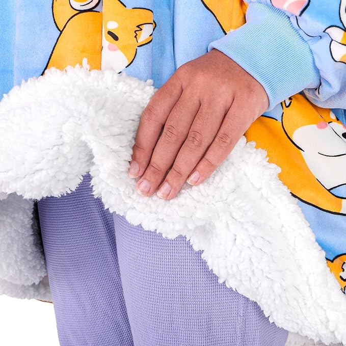 Bare Home Wearable Blanket Hoodie - Soft Plush Sherpa - Warm and Cozy - Oversized Wearable Blanket - Adult & Kid Sizes