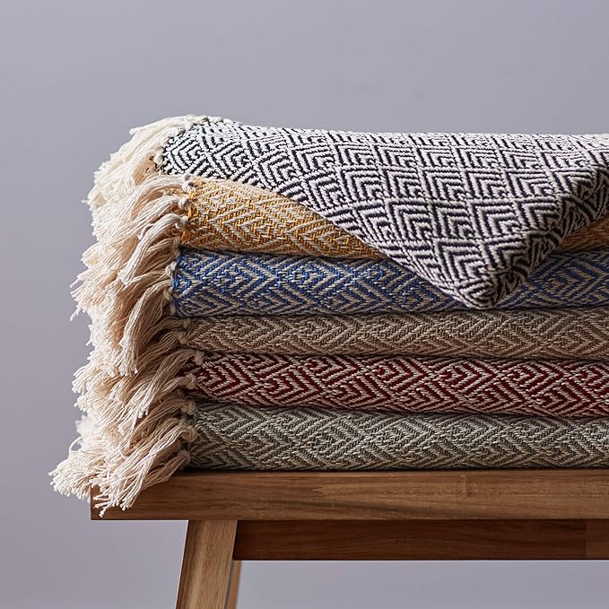 DII Diamond Throw Collection Cotton Woven, 50x60, Stone