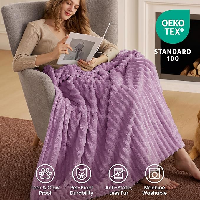 Joiedomi Throw Blanket for Couch, Soft & Warm Pink Fleece Blankets Gifts for Women Mom, Cozy Cute Soft Throw 50x60 Inches