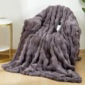 Heated Blanket Electric Throw - Soft Cozy Faux Fur Bubble Electric Blankets with 6 Time Settings, 8 Heating Levels, Fast Heating & Overheat Protection, Machine Washable (59" x 79", Gray)