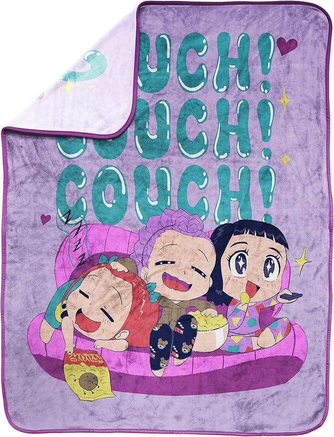 Jay Franco Kids Plush Throw Blanket – Ultra Soft Cozy Plush Fleece for Bed, Couch, Sofa, Home Décor, Official Licensed Huntrix, Purple - Kpop Demon Hunters, 40x50 - Travel Throw