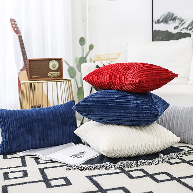 UGASA Velvet Soft Solid Decorative Square Throw Pillow Covers Cushion Case for Sofa Bedroom, 1 Pc, 18x18Inch (45x45cm), Cream