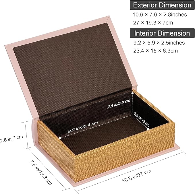 PACOLO Decorative Book Boxes, Faux Wood cover Storage for Hidden Jewelry, Money, and Cash (I LOVE YOU)