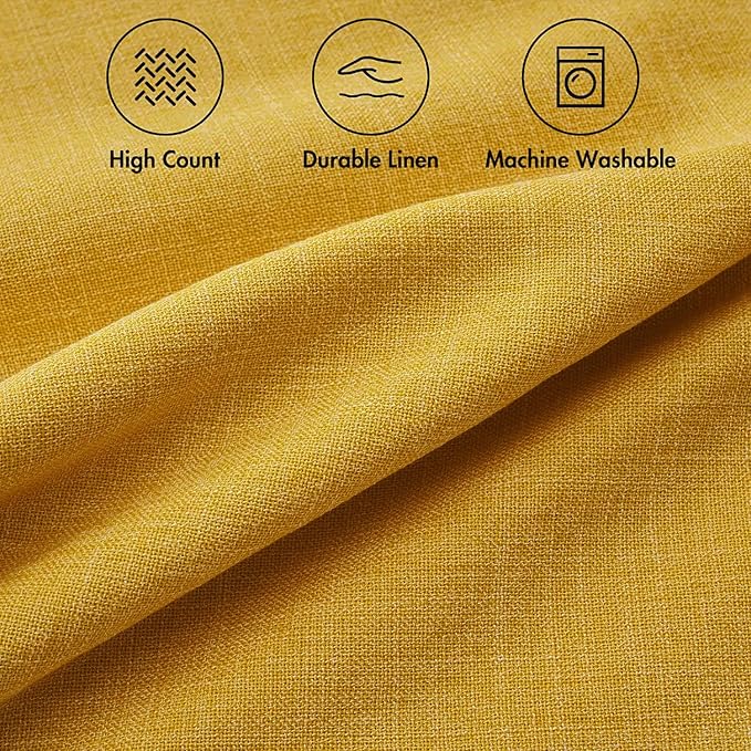 MIULEE Pack of 2 Decorative Linen Burlap Textured Pillow Covers Farmhouse Boho Accent Pillowcases Spring Home Decor for Couch Sofa Bedroom Living Room 20x20 Inch Bright Yellow