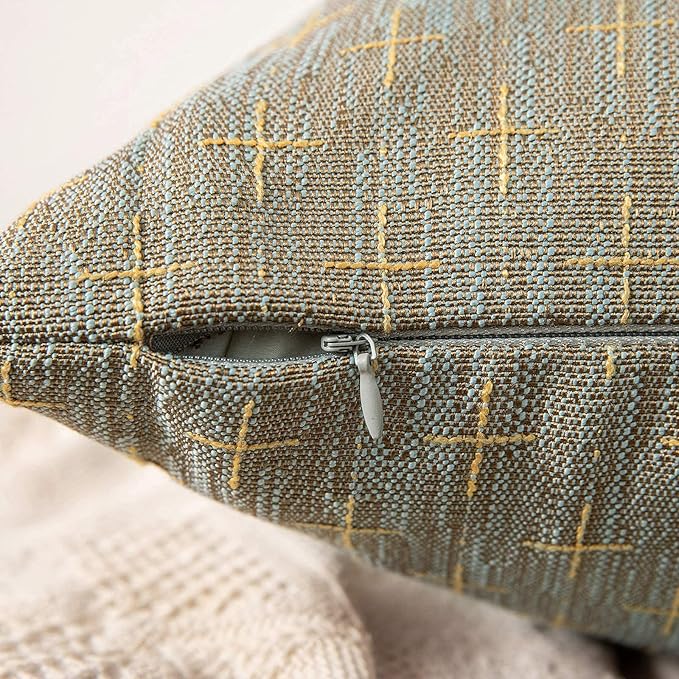 MIULEE Pack of 2 Decorative Burlap Linen Throw Pillow Covers Modern Farmhouse Pillowcases Rustic Woven Textured Cushion Cover for Sofa Couch Bed 24x24 Inch Khaki