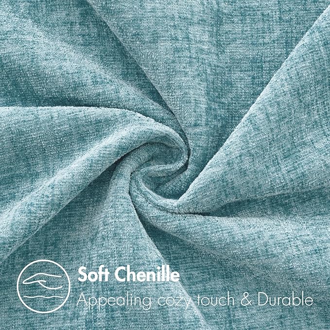 MIULEE Pack of 2 Couch Throw Pillow Covers 20x20 Inch Soft Smoke Blue Chenille Pillow Covers for Sofa Living Room Solid Dyed Pillow Cases