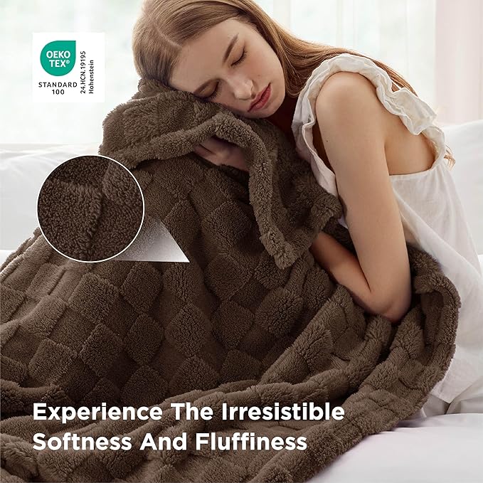 Bedsure GentleSoft Brown Throw Blanket for Couch - Super Soft Cozy Blankets Gifts for Women Men Girls, Cute Small Fleece Throws for Bedroom Home Decor, 50x70 Inches
