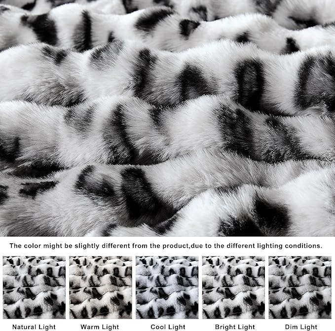 WDCOZY Cheetah Leopard Print Bubble Throw Blanket, Luxury Faux Rabbit Fur Mink Plush Throw for Couch, Sofa and Bed, Soft Fluffy Fuzzy Cozy Blanket for Women, 50x60 inches, Grey, 950 GSM