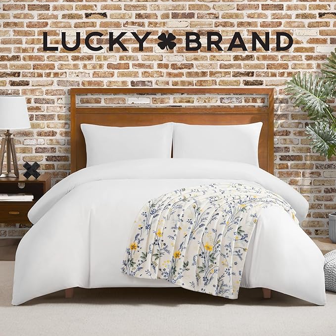 Lucky Brand Wildflower Yellow Floral 50"x70" Cozy Plush Blanket - Premium Microfiber Throw for Luxurious Comfort and Style