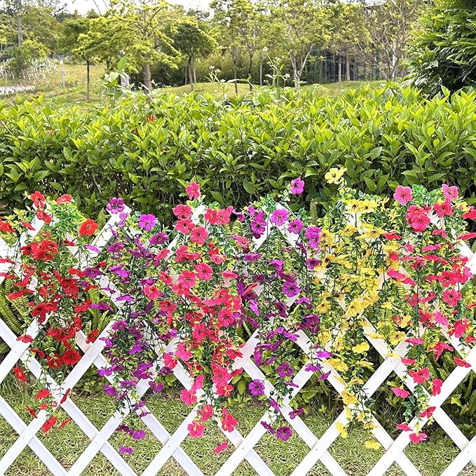 Artificial Flowers for Outdoors Spring Decor, 6 Bundles UV Resistant Realistic Fuax Silk Hanging Flowers, Fake Plants for Planter Indoor Outside Garden Porch Patio Balcony Yard Farmhouse