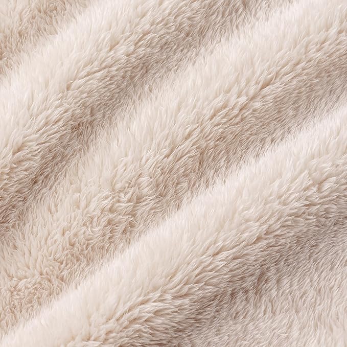 Berkshire Blanket Classic Extra-Fluffy Plush Twin Size Bed Blanket, Soft Fuzzy Long Hair for Couch Sofa, Chino Khaki, 60x92 Inches