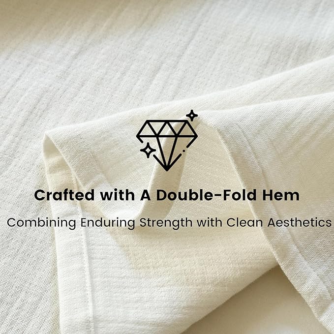 Simple&Opulence Linen Cotton Throw Blanket with Double Layered Folded Edge for Couch/Bed/Sofa/Gift, Natural Flax Solid Color Soft Breathable Cozy Farmhouse Home Décor - White, 50"x60"