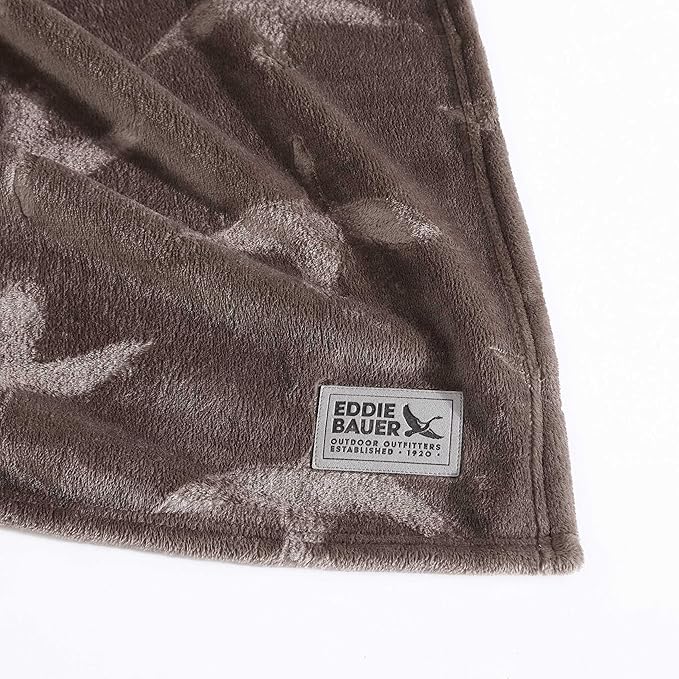 Eddie Bauer - Throw Blanket, Ultra-Soft & Embossed Plush Bedding, Blanket for Couch & Bed (Geese Dark Brown, 50" x 70")