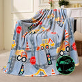 Joiedomi Glow in The Dark Blanket Construction Gifts for Boys Age 2 3 4 5 6 7 8 9 10 11 12 Year Old Boy Gifts, Soft Cozy Flannel Kids Throw Blanket, Birthday Bedroom Decor 50"×60"