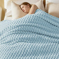 Bedsure Blanket Queen Size for Bed - 350GSM Fluffy Plush Bubble Blanket Queen Size for Home Room Decor, GentleSoft Cute Fleece Soft Cozy Gifts for Women Girls, Light Blue, 90x90 Inches