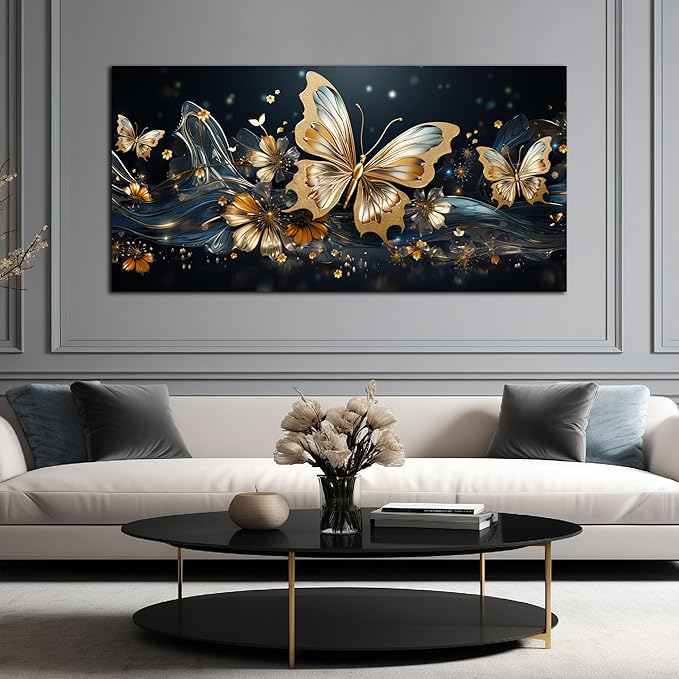 Gold Butterfly Wall Art Bedroom Teen Girl Room Decor Dorm Large Wall Art for Dorm Room Girl Ready to Hang 29 x 59 Inch