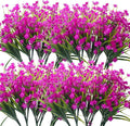 Artificial Flowers, 20 Bundles Outdoor Fake Flowers for Decoration UV Resistant Faux Plastic Plants Garden Porch Window Box Décor (Purple)