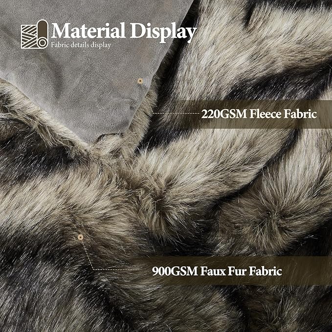 Touchat Luxury 1000GSM Faux Fur Throw Blanket, Super Thick Warm Cozy Heavy Blankets for Couch Bed Sofa, Plush Fuzzy Elegant Soft Reversible Mink Blanket for Living Room Bedroom 50x60, Grey