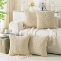 Set of 4 Beige Decorative Throw Pillow Covers 26x26 Inch Corduroy Pillow Covers for Bed Couch Sofa Living Room Soft Square Cushion Cases
