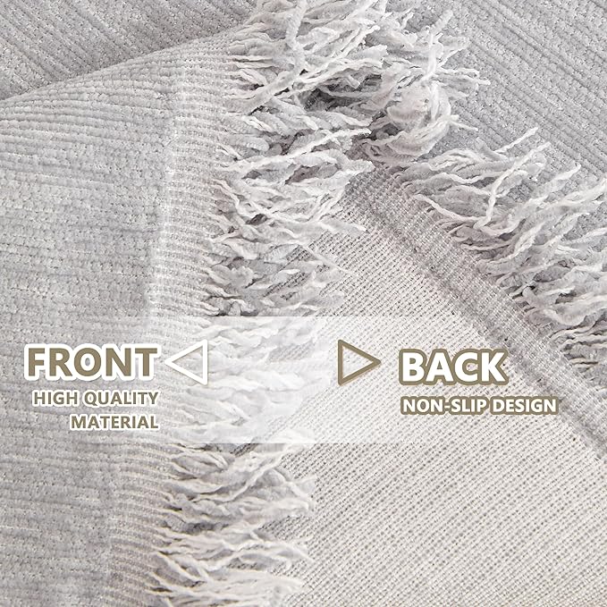 MYSKY HOME Oversized Armchair Cover for 1 Cushion, Washable Sofa Protector, Chenille Couch Covers with Tassel, Sofa Throw, Pet & Kid Friendly, 71"X91", Light Grey