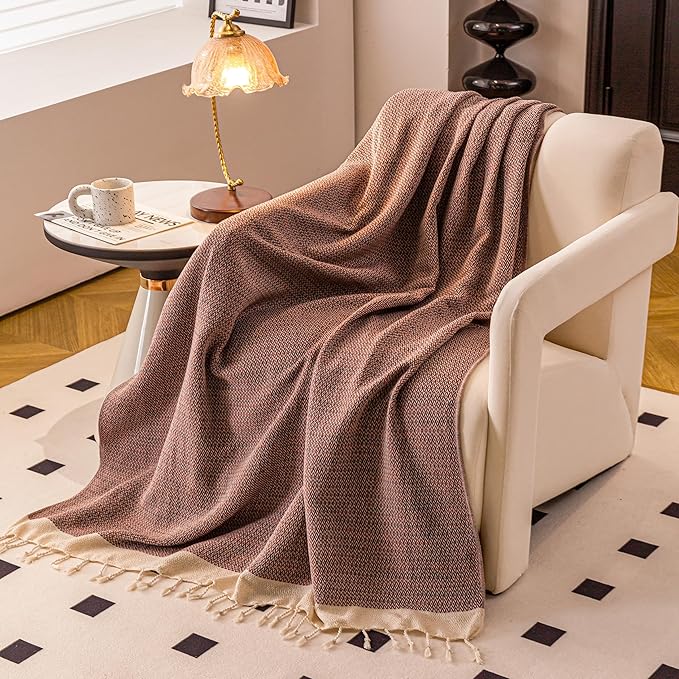 Premium Cotton Boho Blanket |50”x60”| Burnt Orange fall Throw Blankets For Bed Sofa Couch Outdoor Farmhouse Turkish Throws And Blankets For Sofa Bedroom Picnic Blankets yoga blanket
